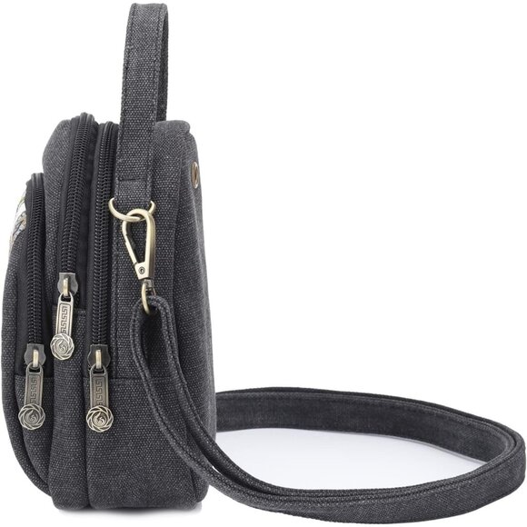 Women's S3 Black Vintage Embroidered Cute Mini Cross Body Bag Small Handbag - Picture 4 of 6